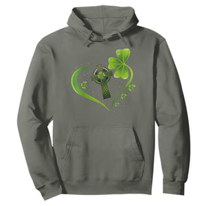 St Patricks Day Hoodie Lucky Clover Irish Shamrock Celtic Cross TS10 Military Green Print Your Wear