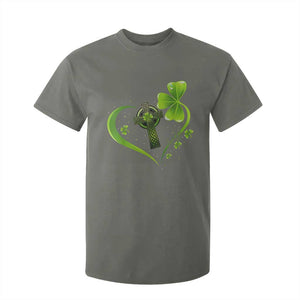 St Patricks Day T Shirt For Kid Lucky Clover Irish Shamrock Celtic Cross TS10 Military Green Print Your Wear