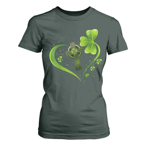 St Patricks Day T Shirt For Women Lucky Clover Irish Shamrock Celtic Cross TS10 Dark Forest Green Print Your Wear