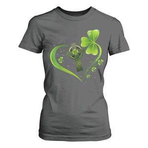 St Patricks Day T Shirt For Women Lucky Clover Irish Shamrock Celtic Cross TS10 Dark Heather Print Your Wear