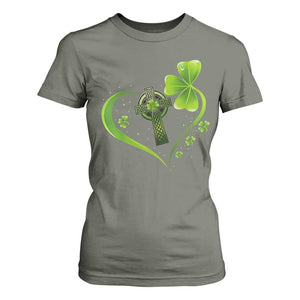St Patricks Day T Shirt For Women Lucky Clover Irish Shamrock Celtic Cross TS10 Military Green Print Your Wear