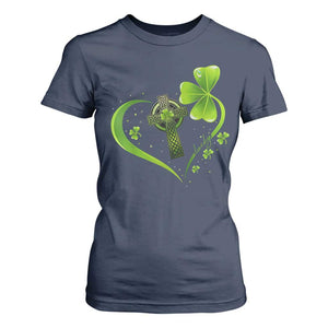 St Patricks Day T Shirt For Women Lucky Clover Irish Shamrock Celtic Cross TS10 Navy Print Your Wear