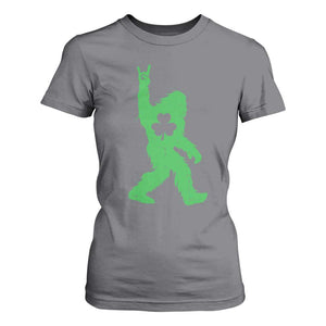 St Patricks Day Bigfoot T Shirt For Women Irish Sasquatch Shamrock TS10 Charcoal Print Your Wear
