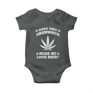 Funny St. Patrick's Day Baby Onesie Weed Lover Does This Shamrock Make Me Look High TS10 Dark Heather Print Your Wear
