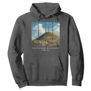 Christian Easter Hoodie He Is Not Here He Has Risen TS10 Dark Heather Print Your Wear
