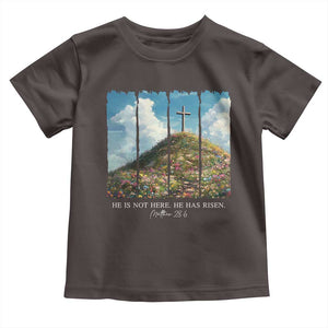 Christian Easter Toddler T Shirt He Is Not Here He Has Risen TS10 Dark Chocolate Print Your Wear