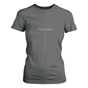Easter Cross He Is Risen T Shirt For Women Cross Subtle Christian Minimal Religious Faith Jesus TS10 Dark Heather Print Your Wear