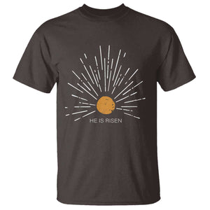He Is Risen T Shirt Sunburst Vintage Jesus Religious Easter Day Christians TS10 Dark Chocolate Print Your Wear