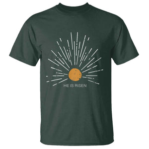He Is Risen T Shirt Sunburst Vintage Jesus Religious Easter Day Christians TS10 Dark Forest Green Print Your Wear