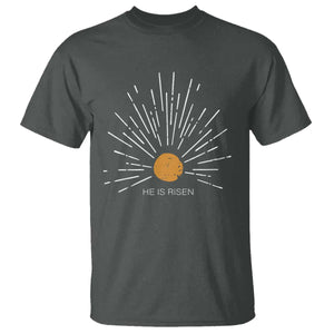 He Is Risen T Shirt Sunburst Vintage Jesus Religious Easter Day Christians TS10 Dark Heather Print Your Wear