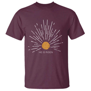 He Is Risen T Shirt Sunburst Vintage Jesus Religious Easter Day Christians TS10 Maroon Print Your Wear