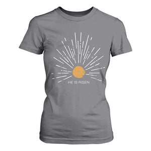 He Is Risen T Shirt For Women Sunburst Vintage Jesus Religious Easter Day Christians TS10 Charcoal Print Your Wear