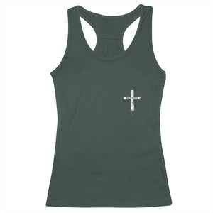 Easter Christian Cross Religious He Is Risen Racerback Tank Top TS10 Dark Forest Green Print Your Wear