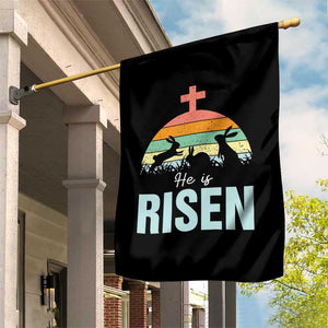 Retro He is Risen Garden Flag Bunny Easter Cross Christian Religious Jesus Has Risen TS10 Print Your Wear