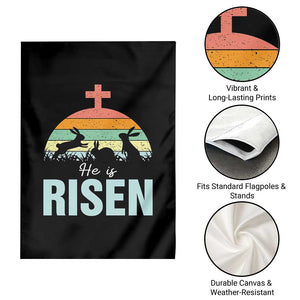 Retro He is Risen Garden Flag Bunny Easter Cross Christian Religious Jesus Has Risen TS10 Print Your Wear