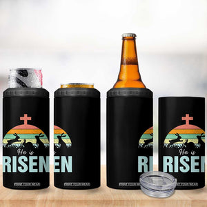 Retro He is Risen 4 in 1 Can Cooler Tumbler Bunny Easter Cross Christian Religious Jesus Has Risen TS10 Print Your Wear
