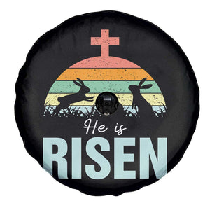 Retro He is Risen Spare Tire Cover Bunny Easter Cross Christian Religious Jesus Has Risen TS10 Print Your Wear