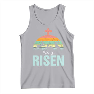 Retro He is Risen Tank Top Bunny Easter Cross Christian Religious Jesus Has Risen TS10 Athletic Heather Print Your Wear