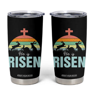 Retro He is Risen Tumbler Cup Bunny Easter Cross Christian Religious Jesus Has Risen TS10 Black Print Your Wear