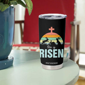 Retro He is Risen Tumbler Cup Bunny Easter Cross Christian Religious Jesus Has Risen TS10 Print Your Wear