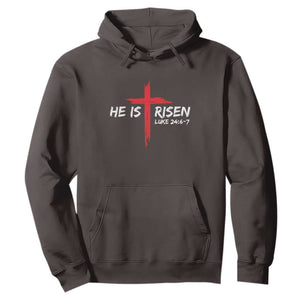 Jesus He Is Risen Hoodie Christian Cross Bible Verse Easter Day TS10 Dark Chocolate Print Your Wear