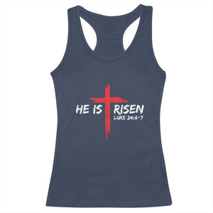 Jesus He Is Risen Racerback Tank Top Christian Cross Bible Verse Easter Day TS10 Navy Print Your Wear