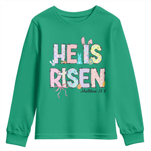 He is Risen Jesus Christian Happy Easter Youth Sweatshirt TS10 Irish Green Print Your Wear