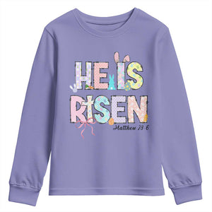 He is Risen Jesus Christian Happy Easter Youth Sweatshirt TS10 Violet Print Your Wear