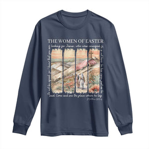 Easter Religious Long Sleeve Shirt Women of Easter He is Risen TS10 Navy Print Your Wear