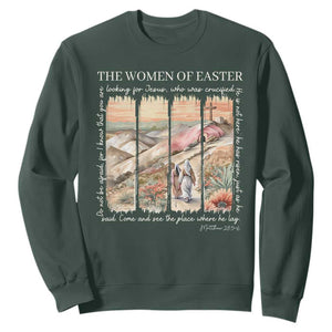 Easter Religious Sweatshirt Women of Easter He is Risen TS10 Dark Forest Green Print Your Wear