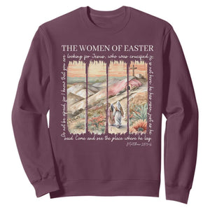 Easter Religious Sweatshirt Women of Easter He is Risen TS10 Maroon Print Your Wear