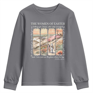Easter Religious Youth Sweatshirt Women of Easter He is Risen TS10 Charcoal Print Your Wear