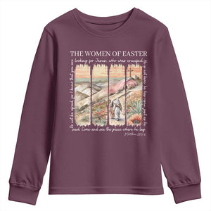 Easter Religious Youth Sweatshirt Women of Easter He is Risen TS10 Maroon Print Your Wear