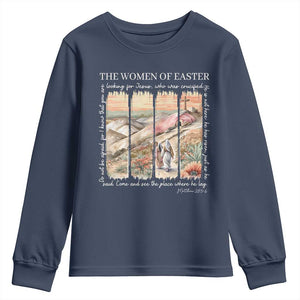 Easter Religious Youth Sweatshirt Women of Easter He is Risen TS10 Navy Print Your Wear
