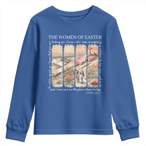 Easter Religious Youth Sweatshirt Women of Easter He is Risen TS10 Royal Blue Print Your Wear