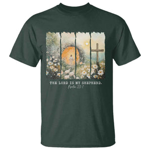 Lord Is My Shepherd T Shirt Easter Religious Christian Cross Bible Verse TS10 Dark Forest Green Print Your Wear