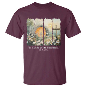 Lord Is My Shepherd T Shirt Easter Religious Christian Cross Bible Verse TS10 Maroon Print Your Wear