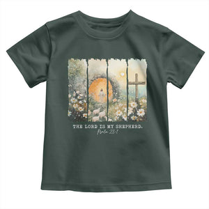 Lord Is My Shepherd Toddler T Shirt Easter Religious Christian Cross Bible Verse TS10 Dark Forest Green Print Your Wear