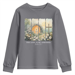 Lord Is My Shepherd Youth Sweatshirt Easter Religious Christian Cross Bible Verse TS10 Charcoal Print Your Wear