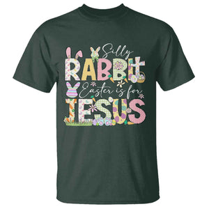 Funny Easter Christian T Shirt Silly Rabbit Easter Is For Jesus TS10 Dark Forest Green Print Your Wear