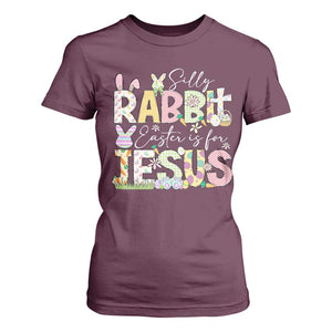 Funny Easter Christian T Shirt For Women Silly Rabbit Easter Is For Jesus TS10 Maroon Print Your Wear
