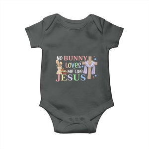 Funny Christian Easter Baby Onesie No Bunny Loves Me Like Jesus TS10 Dark Heather Print Your Wear