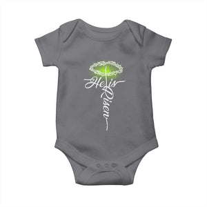 He Is Risen Baby Onesie Cross Jesus Religious Easter TS10 Charcoal Print Your Wear