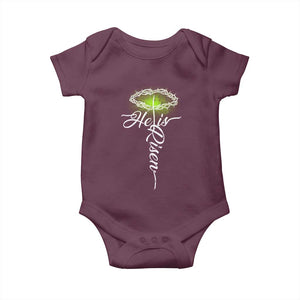 He Is Risen Baby Onesie Cross Jesus Religious Easter TS10 Maroon Print Your Wear