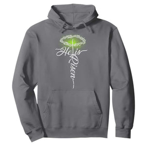 He Is Risen Hoodie Cross Jesus Religious Easter TS10 Charcoal Print Your Wear