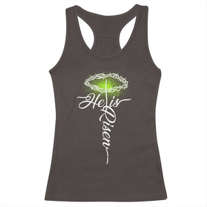 He Is Risen Racerback Tank Top Cross Jesus Religious Easter TS10 Dark Chocolate Print Your Wear