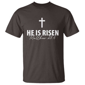 He Is Risen T Shirt Cross Christian Minimal Religious Easter Day TS10 Dark Chocolate Print Your Wear