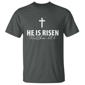 He Is Risen T Shirt Cross Christian Minimal Religious Easter Day TS10 Dark Heather Print Your Wear