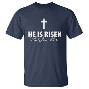 He Is Risen T Shirt Cross Christian Minimal Religious Easter Day TS10 Navy Print Your Wear