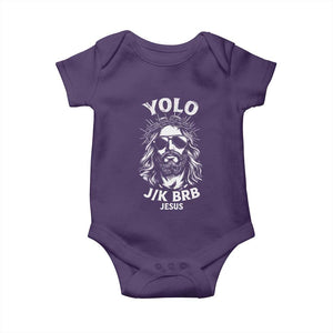 Yolo Jk BRB Jesus Baby Onesie Funny Easter Ressurection Christians TS10 Purple Print Your Wear